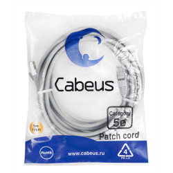 Патч-корд Cabeus PC-FTP-RJ45-Cat.5e-5m  FTP, кат. 5е, 5м,  экранированный, серый