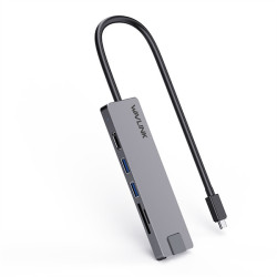 Docking Station WAVLINK USB-C  Travel Mini/100W PowerDelivery/ 1xUSB3.0/1xUSB2.0/1xHDMI 4K 60HZ/1xGigabit LAN/SD/Micro SD Card Reader