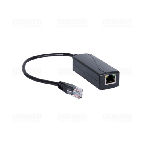 OSNOVO CN-PoE24/G PoE-конвертер Gigabit Ethernet 48V в 24V. Порты: вх. - RJ45(10/100/1000 Base-T, IEEE 802.3af/at), вых. - кабель RJ45(10/100/1000 Base-T, 24V 1A). Входное напряжение: DC48-57V. Методы