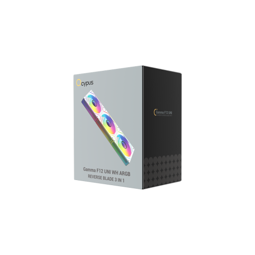 Ocypus Gamma F12 UNI WH ARGB REVERSE BLADE 3 IN 1, 3x120x120x25mm, 4-PIN PWM, 800-1800 RPM, 31 DBA MAX, HYDRO BEARING