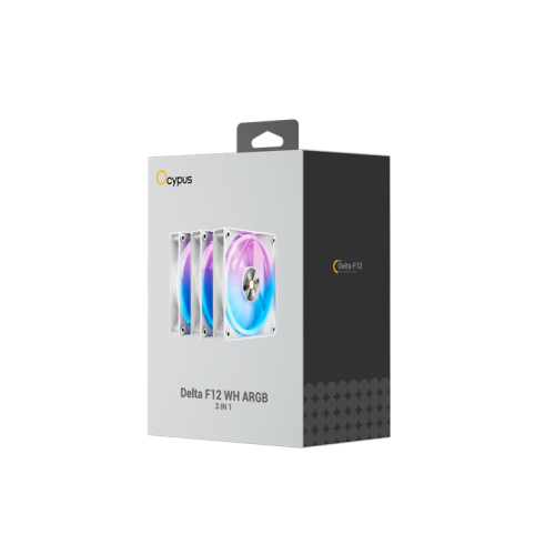 Ocypus Delta F12 WH ARGB 3 IN 1, 120x120x25mm, 4-PIN PWM, 500-2000 RPM, 29 DBA MAX, HYDRO BEARING