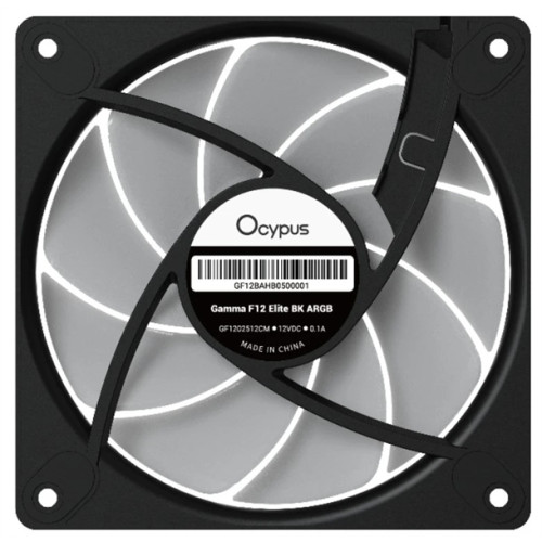 Ocypus Gamma F12 Elite BK ARGB 3 IN 1, 120x120x25mm, 4-PIN PWM, 600-1800 RPM, 26 DBA MAX, HYDRO BEARING