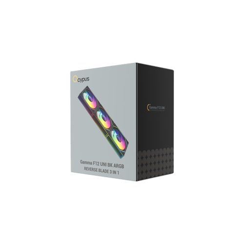 Ocypus Gamma F12 UNI BK ARGB REVERSE BLADE 3 IN 1, 3x120x120x25mm, 4-PIN PWM, 800-1800 RPM, 31 DBA MAX, HYDRO BEARING