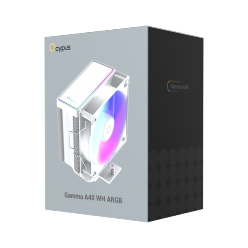 Ocypus Gamma A40 WH ARGB, 100mm ARGB FAN, Top ARGB Panel, 4 HEAT PIPES, 4-PIN PWM, 600-2400 RPM, 29DBA, HYDRO BEARING, LGA115X/1200/1700/18XX, AM4/AM5