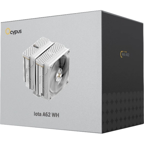 Ocypus Iota A62 WH, 2x120mm FAN, Display Panel, 6 HEAT PIPES, 4-PIN PWM, 500-2000 RPM, 29DBA, FDB, LGA115X/1200/1700/18XX, AM4/AM5