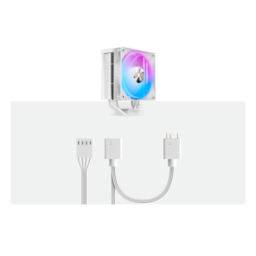 Ocypus Delta A40 WH ARGB, 120mm ARGB FAN, Top Panel, 4 HEAT PIPES, 4-PIN PWM, 500-2000 RPM, 29DBA, HYDRO BEARING, LGA115X/1200/1700/18XX, AM4/AM5