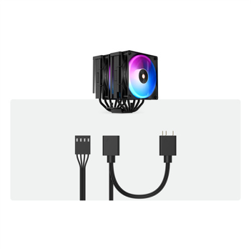 Ocypus Delta A62 BK ARGB, 2x120mm ARGB FAN, Top Panel, 6 HEAT PIPES, 4-PIN PWM, 500-2000 RPM, 29DBA, HYDRO BEARING, LGA115X/1200/1700/18XX, AM4/AM5