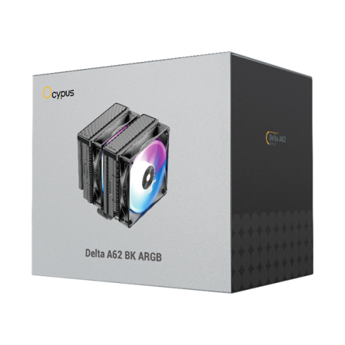 Ocypus Delta A62 BK ARGB, 2x120mm ARGB FAN, Top Panel, 6 HEAT PIPES, 4-PIN PWM, 500-2000 RPM, 29DBA, HYDRO BEARING, LGA115X/1200/1700/18XX, AM4/AM5