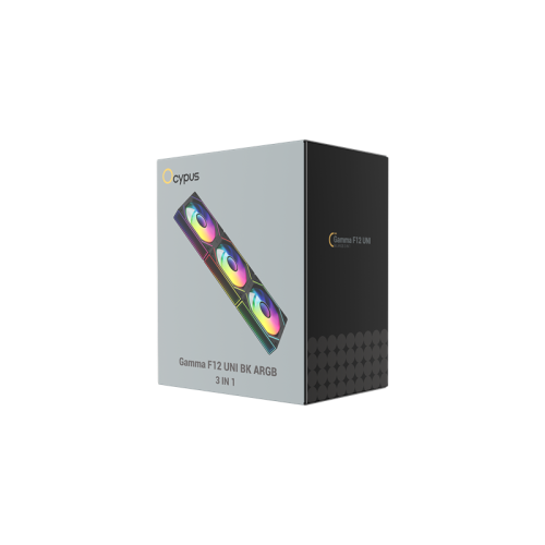 Ocypus Gamma F12 UNI BK ARGB 3 IN 1, 3x120x120x25mm, 4-PIN PWM, 800-1800 RPM, 31 DBA MAX, HYDRO BEARING