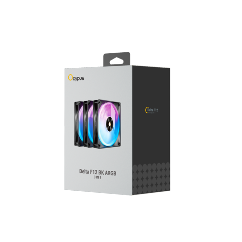 Ocypus Delta F12 BK ARGB 3 IN 1, 120x120x25mm, 4-PIN PWM, 500-2000 RPM, 29 DBA MAX, HYDRO BEARING