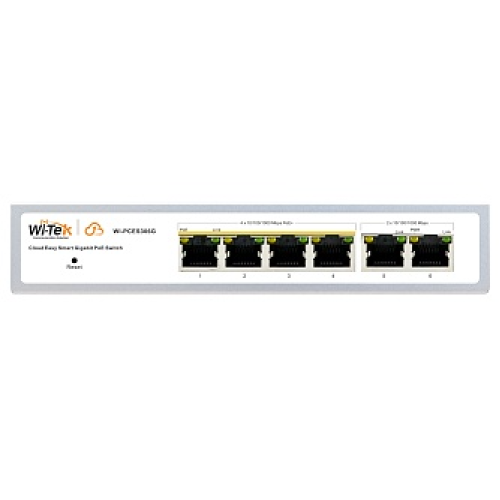 Wi-Tek WI-PCES306G, настраиваемый PoE 60Вт, порты 4 PoE GE + 2GE, Easy Smart