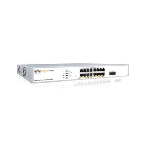 Wi-Tek WI-PCES318GF, настраиваемый PoE 250Вт, порты 16 PoE GE + 2 SFP, Easy Smart