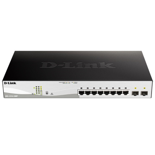 D-Link PROJ Smart  L2 Switch 8х1000Base-T PoE, 2х1000Base-X SFP, PoE Budget 130W, Compact CLI