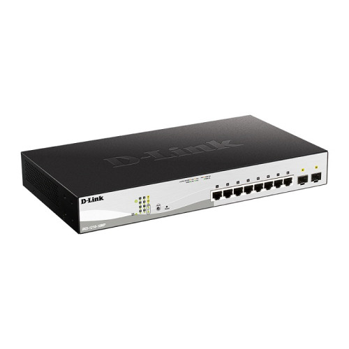 D-Link PROJ Smart  L2 Switch 8х1000Base-T PoE, 2х1000Base-X SFP, PoE Budget 130W, Compact CLI