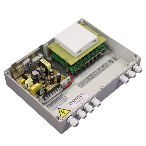 OSNOVO SW-80402/WL Уличный управляемый (L2+) PoE коммутатор на 6 портов. Порты: 4 x GE (10/100/1000Base-T) с PoE (до 30W) + 2 x GE SFP (1000Base-X). Соответствует стандартам PoE IEEE 802.3af/at. Автом