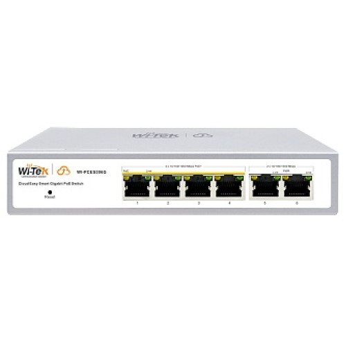 Wi-Tek WI-PCES306G, настраиваемый PoE 60Вт, порты 4 PoE GE + 2GE, Easy Smart