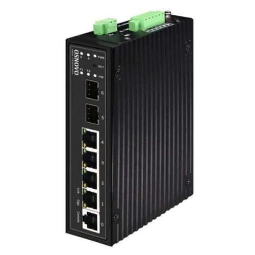 OSNOVO SW-70402/ILS Промышленный управляемый (L2+) коммутатор Gigabit Ethernet на 4GE RJ45 + 2 GE SFP порта с функцией мониторинга температуры/ влажности/ напряжения. Порты: 4 x GE (10/100/1000Base-T)