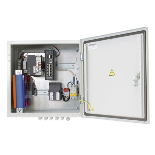 OSNOVO OS-44TB1(SW-80802/ILS(port 90W)) Уличный управляемый (L2+) коммутатор на 10 портов с термостабилизацией, резервным питанием и функцией мониторинга температуры/влажности/напряжения на базе уличн