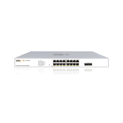 Wi-Tek WI-PCES318GF, настраиваемый PoE 250Вт, порты 16 PoE GE + 2 SFP, Easy Smart