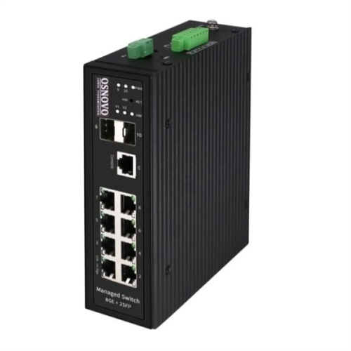 OSNOVO SW-80802/ILS(port 90W,300W) Промышленный управляемый (L2+) HiPoE коммутатор Gigabit Ethernet на 8GE PoE + 2 GE SFP порта с функцией мониторинга температуры/ влажности/ напряжения. Порты: 1 x GE