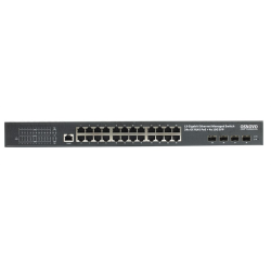 OSNOVO SW-24G4X-1L Управляемый L3 PoE коммутатор на 24xGE RJ-45 c PoE + 4х10G SFP+ порта. Порты: 2 x GE (10/100/1000 Base-T) с PoE (до 90W, A+B) + 22 x GE (10/100/1000 Base-T)  с PoE (до 30W), 4 x 1G/