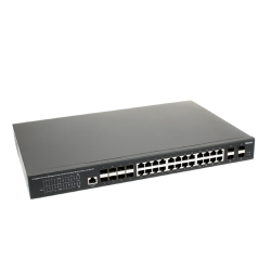 OSNOVO SW-32G4X-3L Управляемый L3 PoE коммутатор Gigabit Ethernet на 16xGE RJ-45 c PoE + 8xGE Combo (RJ-45 + SFP) + 4x1G/10G SFP+ Uplink. Порты: 16 x GE (10/100/1000 Base-T) с поддержкой PoE (IEEE 802