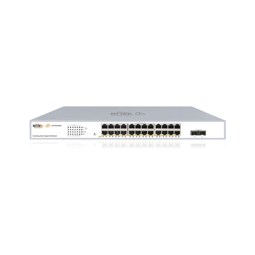 Wi-Tek WI-PCES326GF, настраиваемый PoE 370Вт, порты 24 PoE GE + 2 SFP, Easy Smart