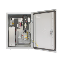 OSNOVO OS-34TB1(SW-80802/I(port 90W)) Уличный коммутатор на 10 портов с термостабилизацией и резервным питанием на базе уличной станции OS-34TB1.  Порты: 1 x GE (10/100/1000Base-T) с PoE BT (до 90W) +