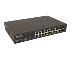 OSNOVO SW-8182/L(300W) Управляемый L2+ PoE коммутатор Gigabit Ethernet на 16 RJ45 PoE + 2 x RJ45 + 2 GE SFP портов. Порты: 2 x GE (10/100/1000Base-T) с PoE (до 90W, A+B) + 14 x GE (10/100/1000Base-T)