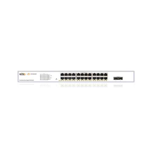 Wi-Tek WI-PCES326GF, настраиваемый PoE 370Вт, порты 24 PoE GE + 2 SFP, Easy Smart