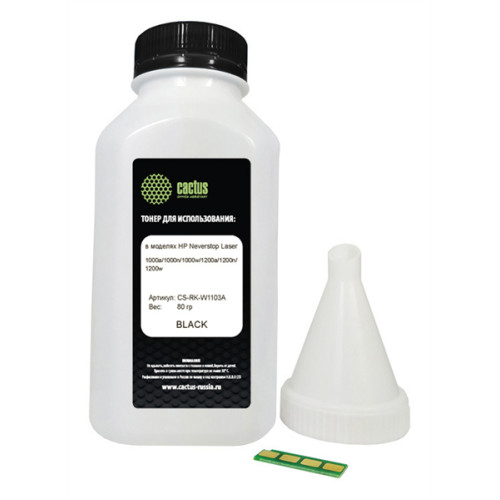 Cactus CS-RK-W1103A черный флакон 80гр. (в компл.:чип) для принтера HP Neverstop Laser 1000/1200
