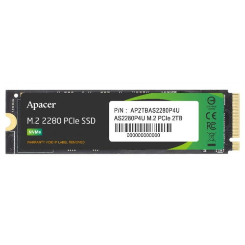 Apacer SSD AS2280P4U 2TB M.2 2280 PCIe Gen3x4, R3500/W3000 Mb/s, 3D NAND, MTBF 1.8M, NVMe, 1300TBW, Retail, 5 years (AP2TBAS2280P4U-1)