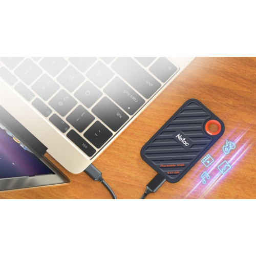 Netac ZX20 II 512GB USB 3.2 Gen 2 Type-C External Magnetic Portable SSD, R/W up to 2000MB/1800MB/s, with USB C to A cable and 20Gbps USB C to C cable 3Y wty