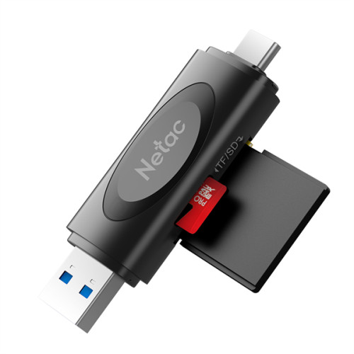 Netac card reader WK14, USB3.0+Type-C to mSD/SD, Black (repl. NT09WK14-30BK)