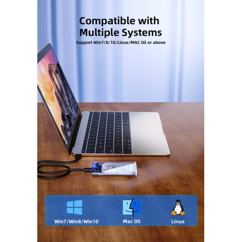 Netac WH11 2.5 SATA to USB3.0 External HDD/SSD Case, Slide Transparent Cover, with USB3.0 A to B cable