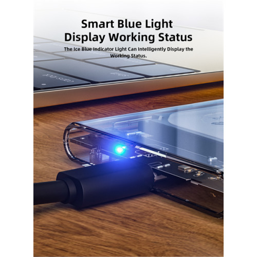 Netac WH11 2.5 SATA to USB3.0 External HDD/SSD Case, Slide Transparent Cover, with USB3.0 A to B cable