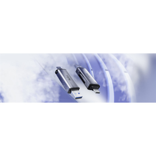 Netac Flash card reader WK13, USB3.0+Type-C to mSD/SD, Grey (repl. NT09WK13-30GR)