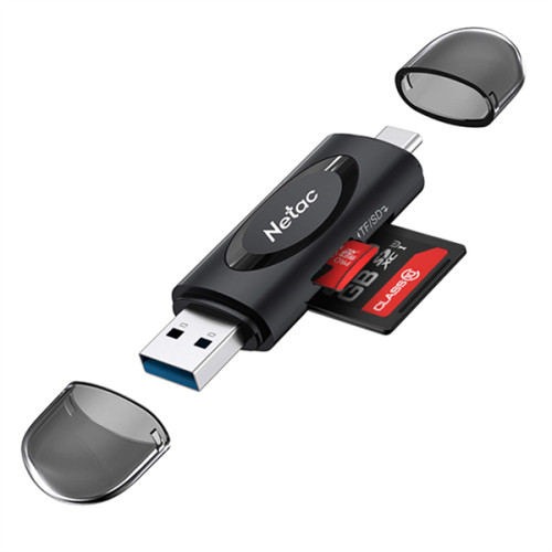 Netac card reader WK14, USB3.0+Type-C to mSD/SD, Black (repl. NT09WK14-30BK)
