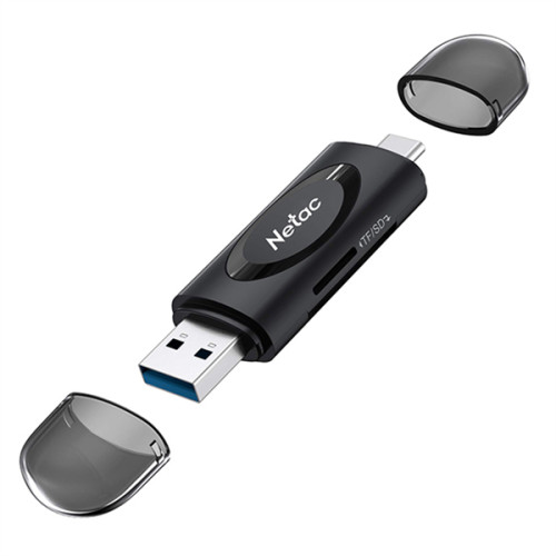 Netac card reader WK14, USB3.0+Type-C to mSD/SD, Black (repl. NT09WK14-30BK)