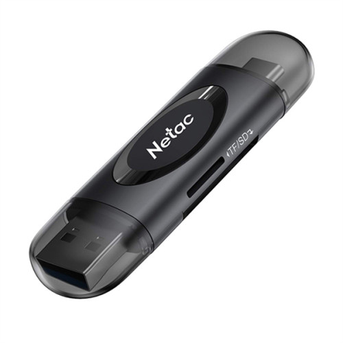 Netac card reader WK14, USB3.0+Type-C to mSD/SD, Black (repl. NT09WK14-30BK)