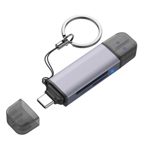 Netac Flash card reader WK13, USB3.0+Type-C to mSD/SD, Grey (repl. NT09WK13-30GR)