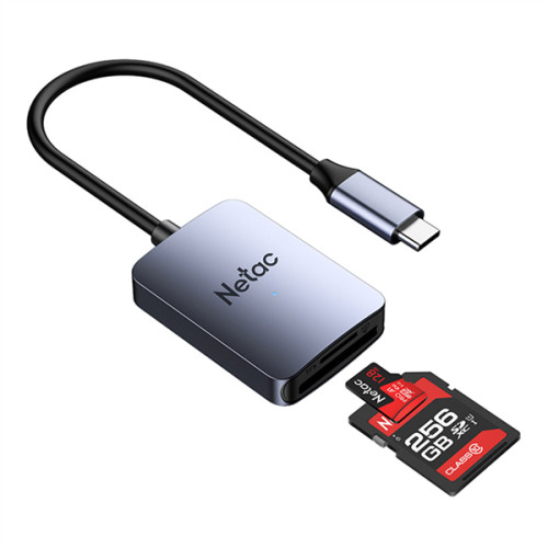 Netac Flash card reader WK12, USB3.0 Type-C to mSD/SD (repl. NT09WK12-30GR)