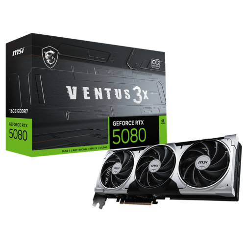 MSI RTX 5080 16G VENTUS 3X OC PLUS//RTX 5080, HDMI, DP*3, 16G, D7